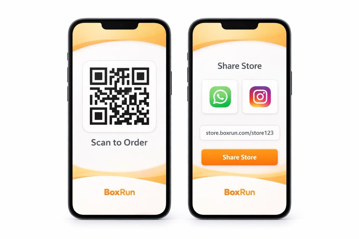 QR code and social media sharing for online ordering